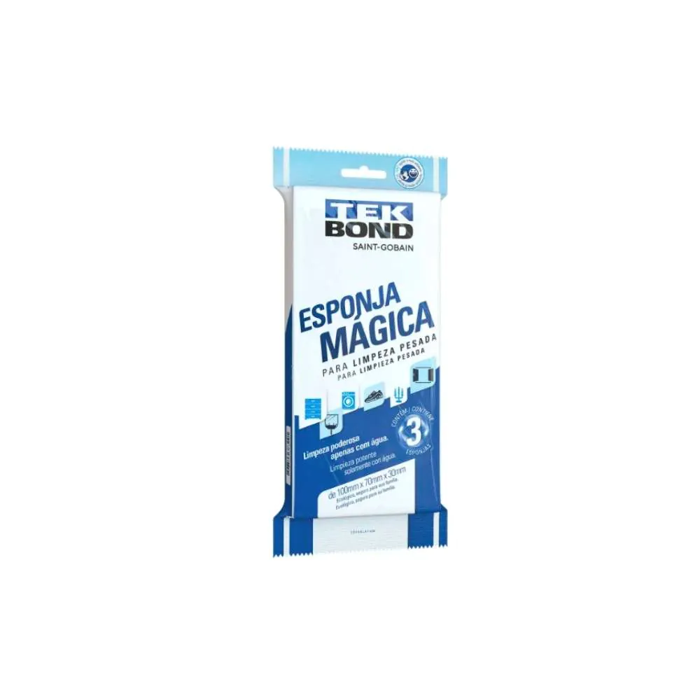 Kit 3 Unidades Esponja Mágica Tekbond Limpeza Pesada — foto 2