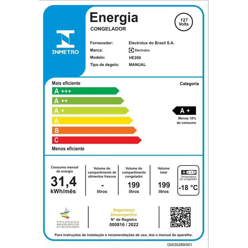 Freezer Horizontal Electrolux Cycle Defrost 199L com função Turbo Freezer Uma Porta (HE200) - Imagem 6