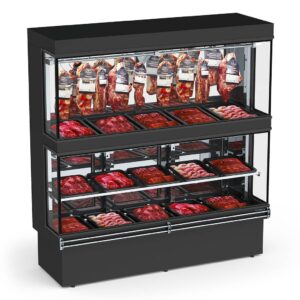 Expositor de Carne 200CM EAVAVR-2000 com Gancheira e Prateleira Refrimate Estático 220V Preto