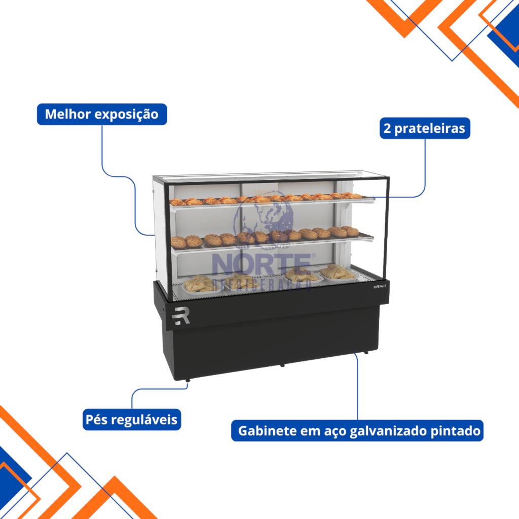 Vitrine Estufa Tampo em Vidro 145CM Refrimate Preto 220V CVPQ 1450 - Imagem 3