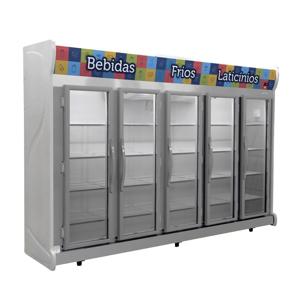 Expositor Vertical Refrigerado Auto Serviço 5 Portas 2375L ACFM-2375 Frost Free Fricon 220V Cinza