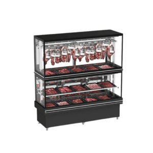 Expositor de Carne 200CM EAVT-2000 com Gancheira e Prateleira Refrimate Top Estático 220V Preto