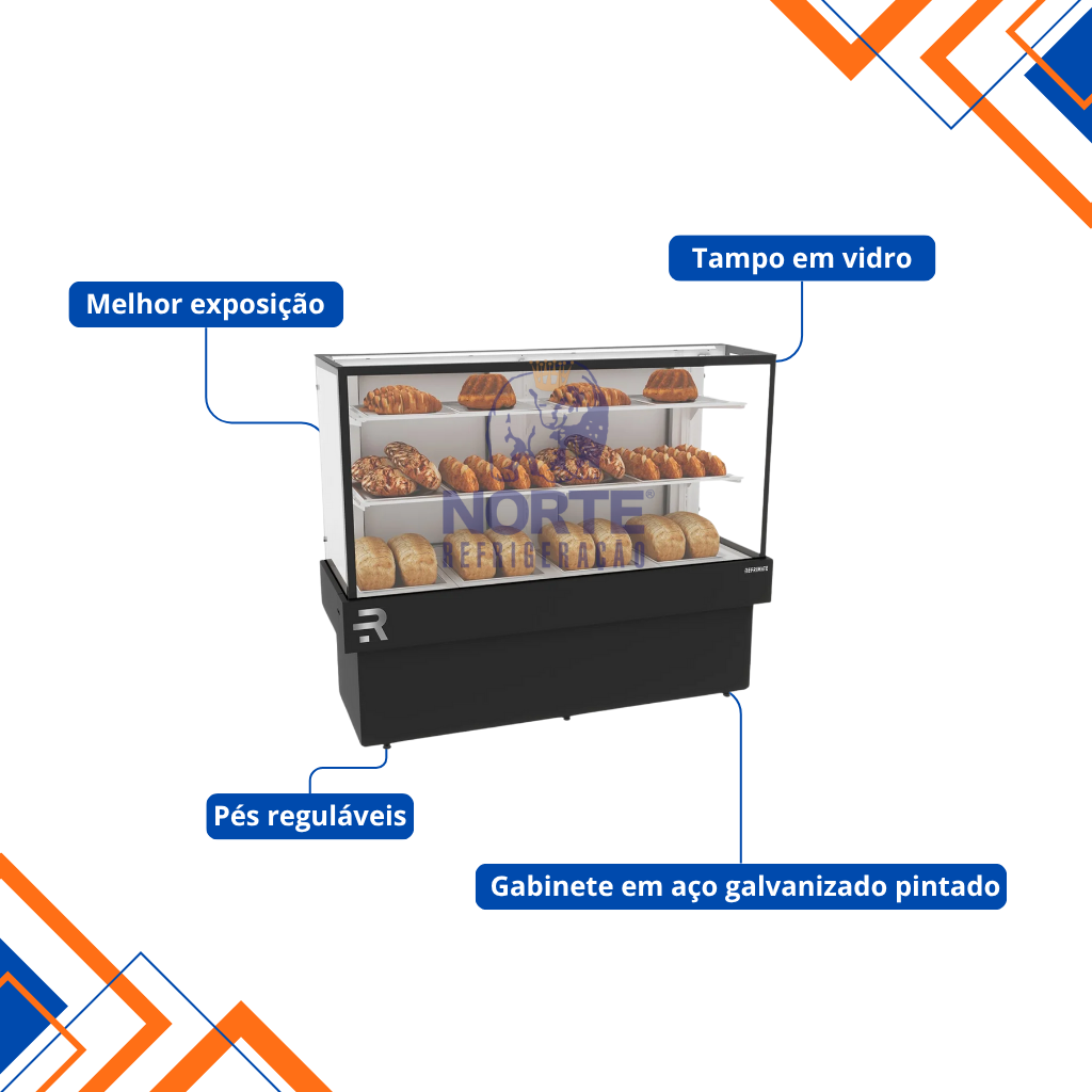 Vitrine Natural Seca Tampo em Vidro 145CM Refrimate 127V Preto CVPS 1450 - Imagem 3