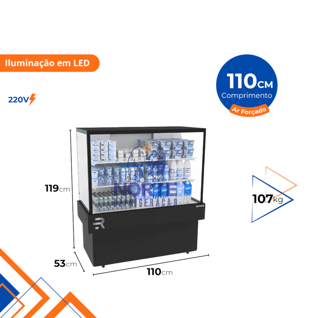 Vitrine Refrigerada 110CM Refrimate Ar Forçado 220V Preto CVPRAF 1100 - Imagem 2