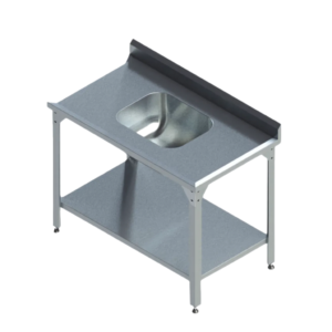 Pia Inox Industrial 90X120X70XM MVE-1900 Edanca com 1 Cuba e Prateleira