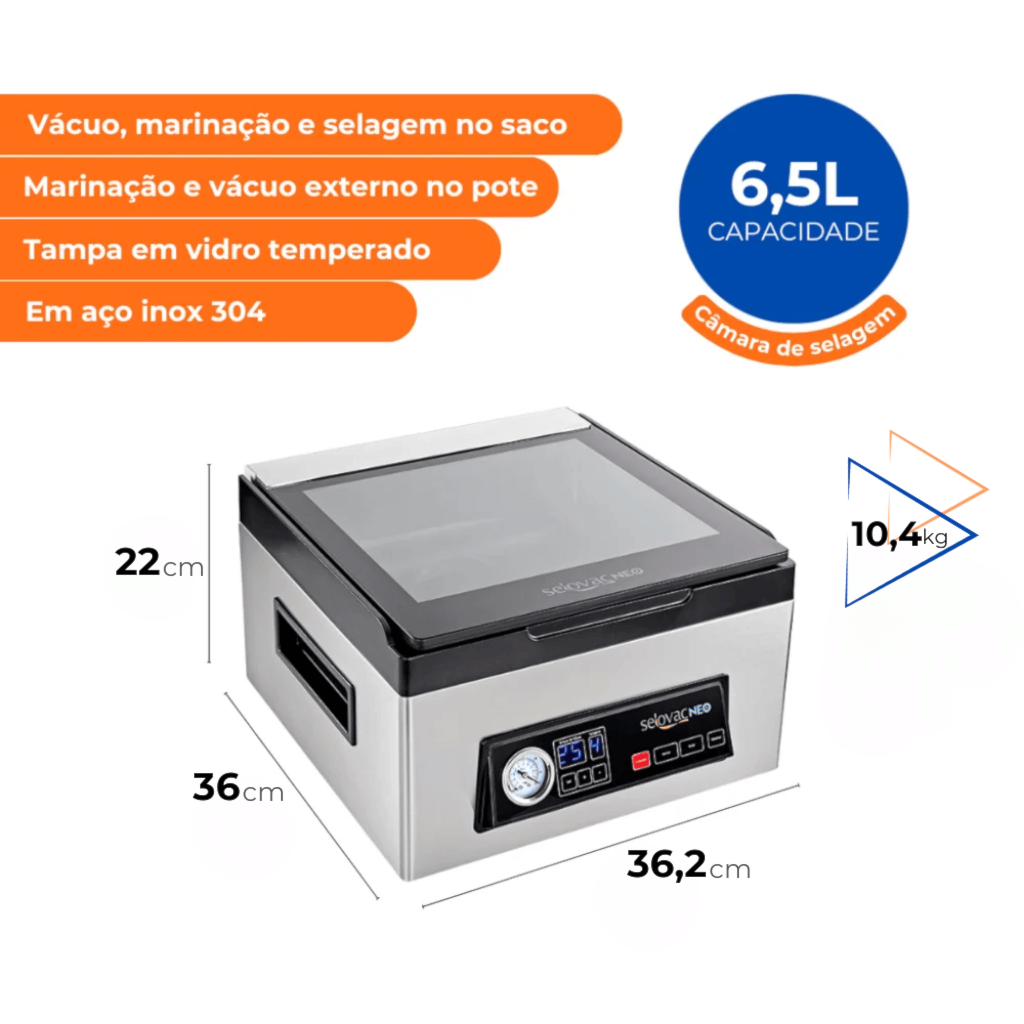 Seladora a Vácuo de Câmara 320W LNS65 Neo Selovac 127V - Imagem 2