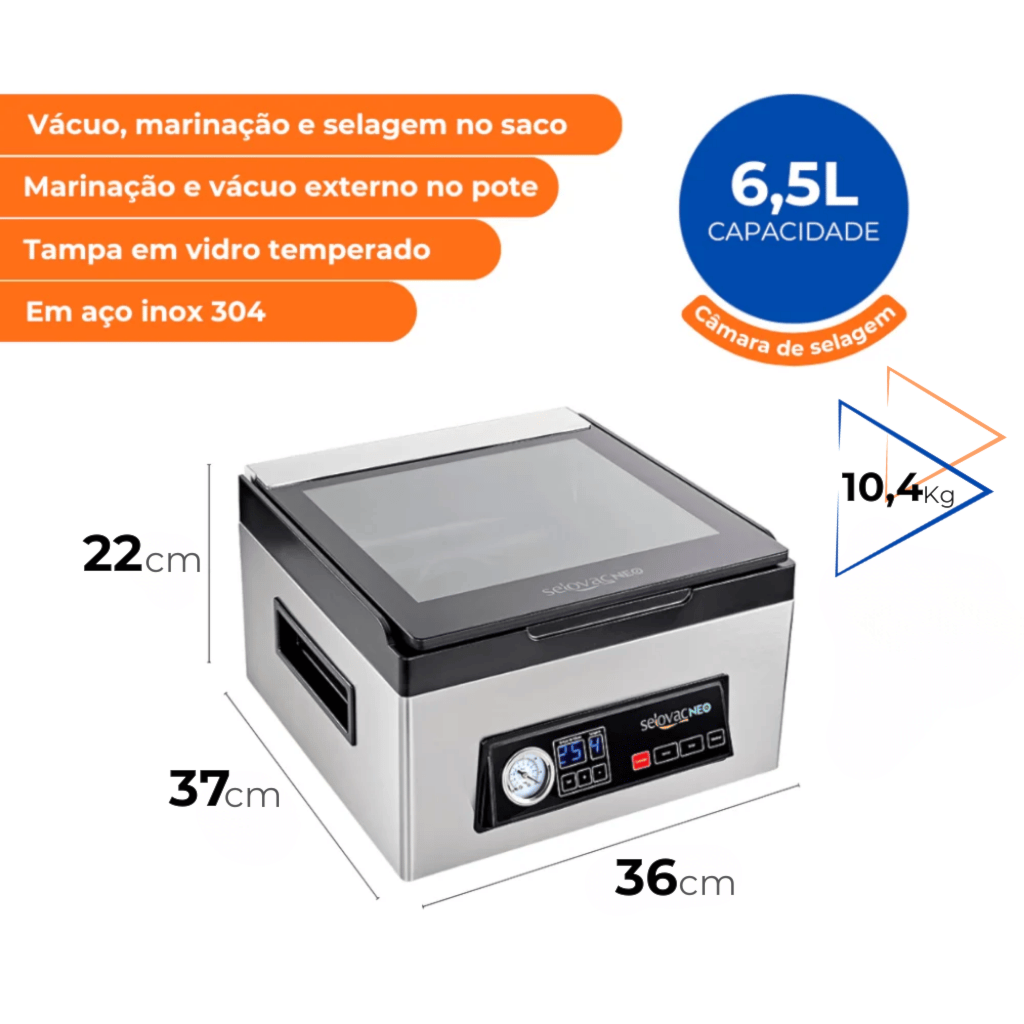 Seladora a Vácuo de Câmara 320W LNS65 Neo Selovac 220V - Imagem 2