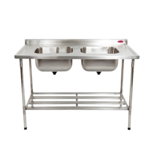 Pia Inox Industrial 90X200X70CM com 2 Cubas e Prateleira Imeca 6816