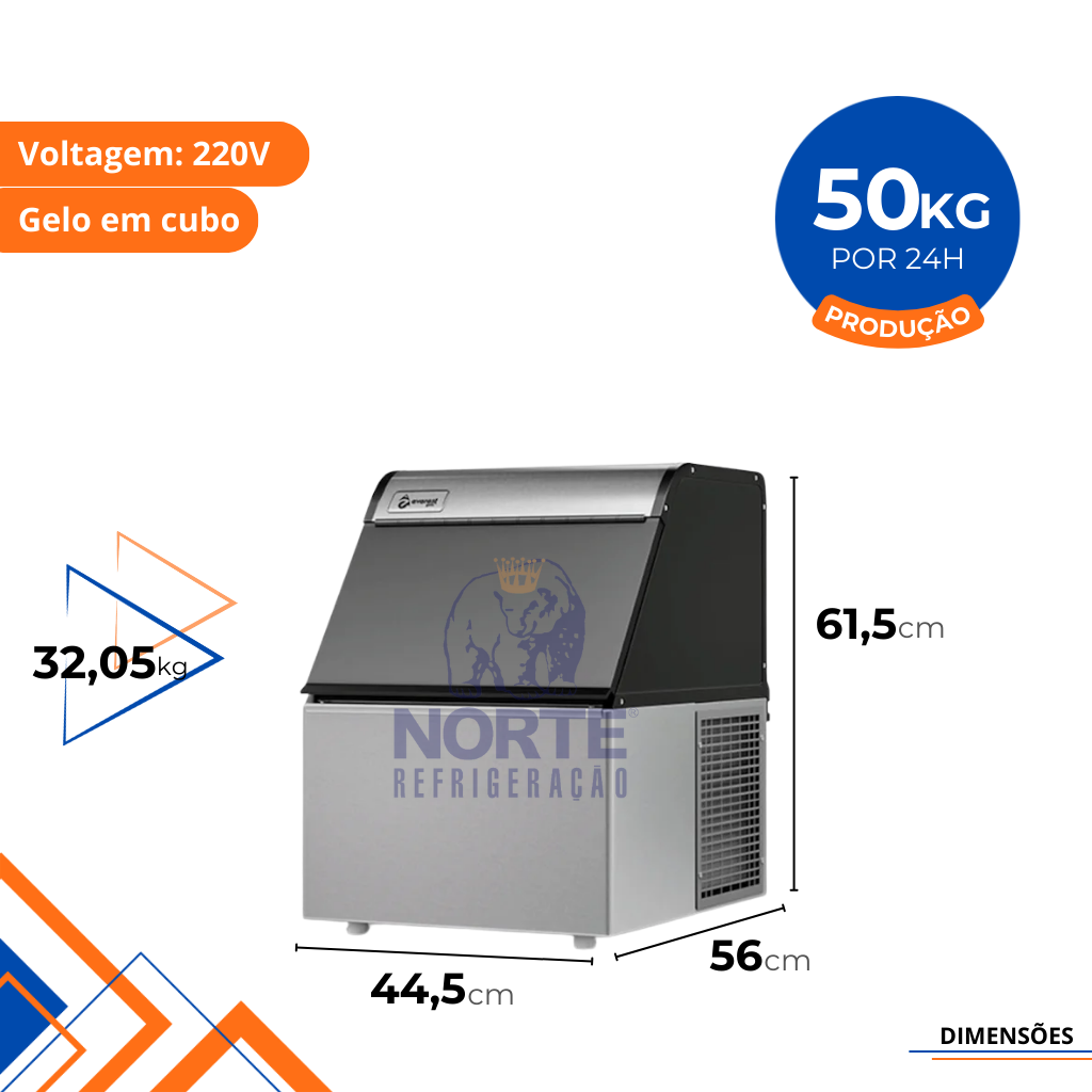 Máquina de Gelo em Cubo 50KG/24H Everest EGC-50 220V - Imagem 2