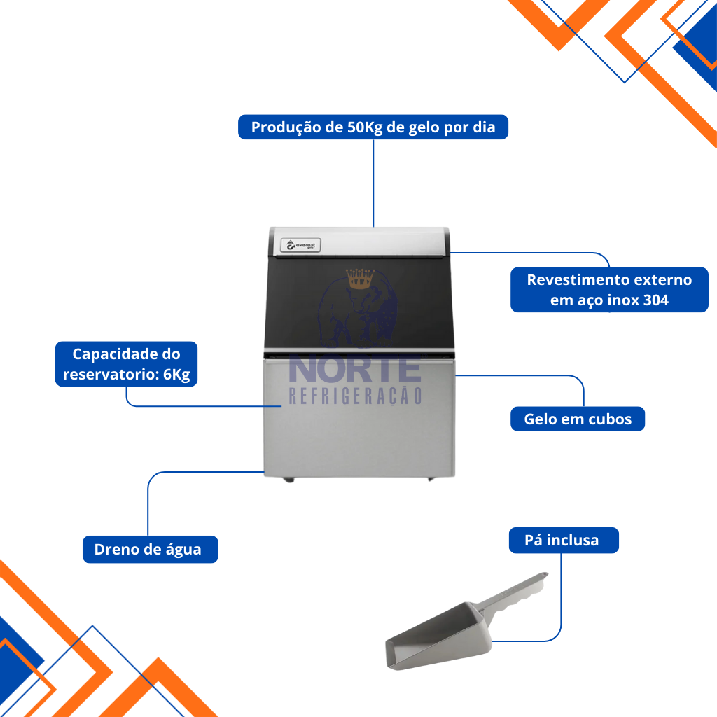 Máquina de Gelo em Cubo 50KG/24H Everest EGC-50 220V - Imagem 3