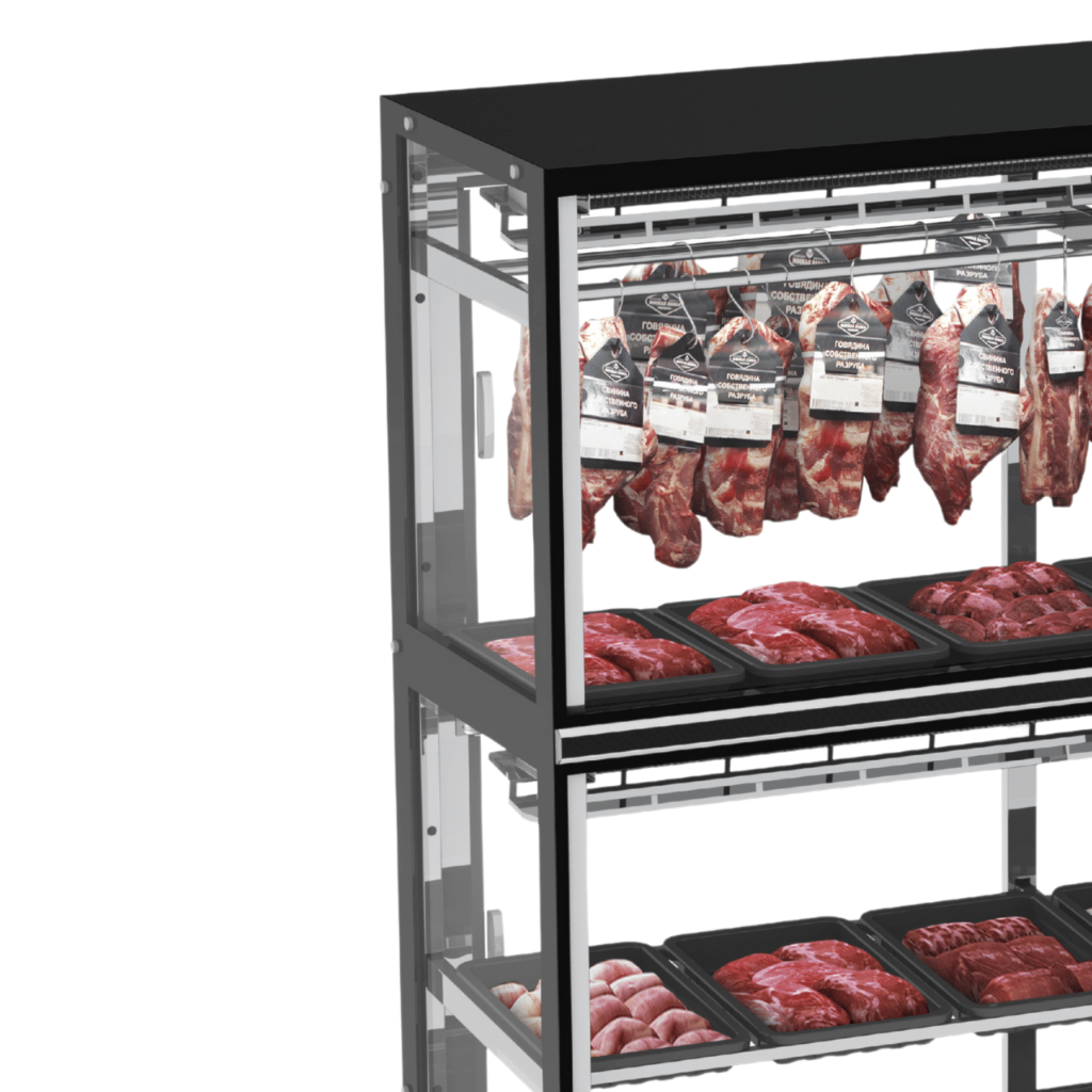 Expositor de Carne 200CM EAVTA-2000-R05 com Gancheira e Prateleira Refrimate Top Ar Forçado 220V Preto - Imagem 4
