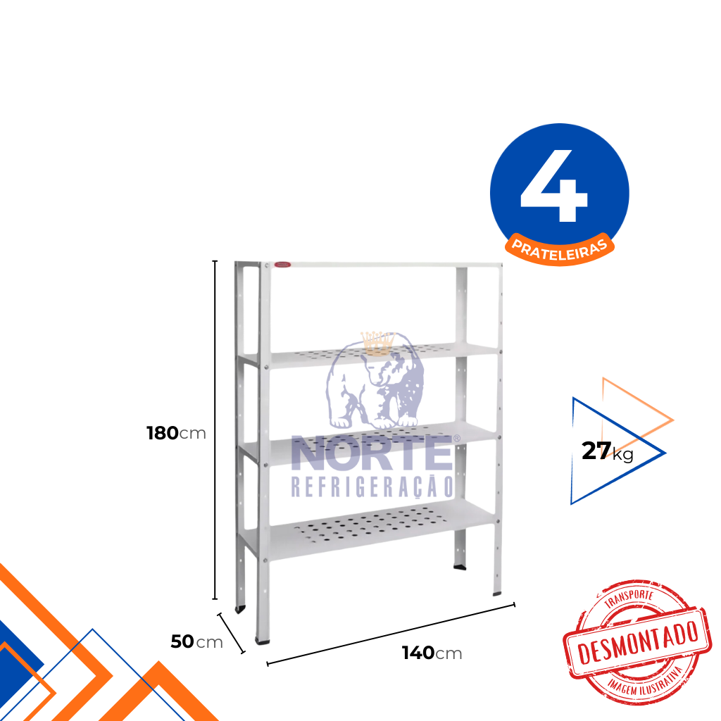 Estante Epóxi 4 Prateleiras Até 60Kg Imeca 180x140x50CM 1048 - Imagem 2