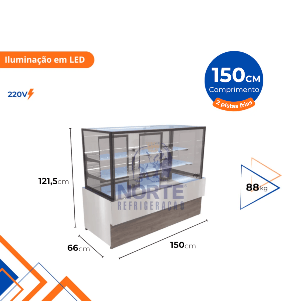 Vitrine Refrigerada 150CM VARPFI-150 2 Pistas Frias Iglu 220V Vidro Reto - Imagem 2