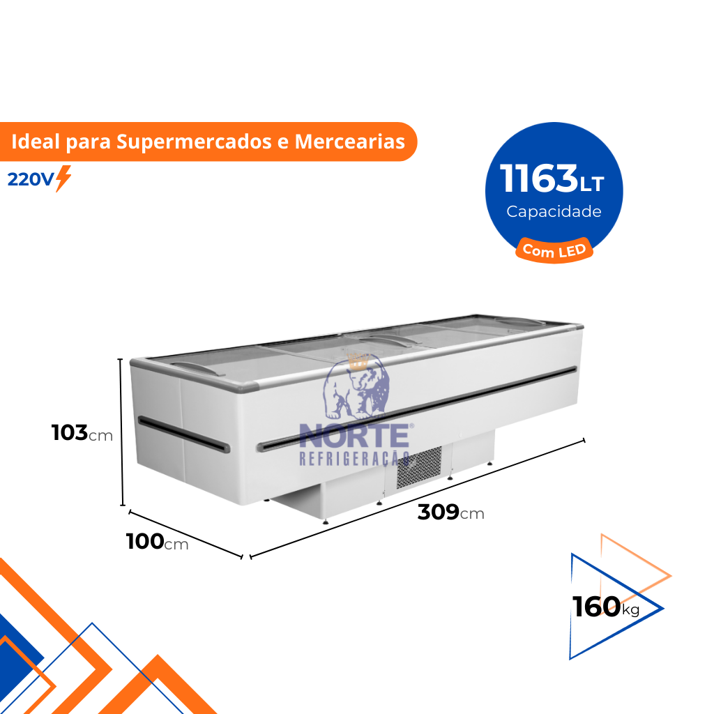 Ilha Expositora para Congelados 1163L 300CM ICED-1163-2V015 Fricon 220V - Imagem 2