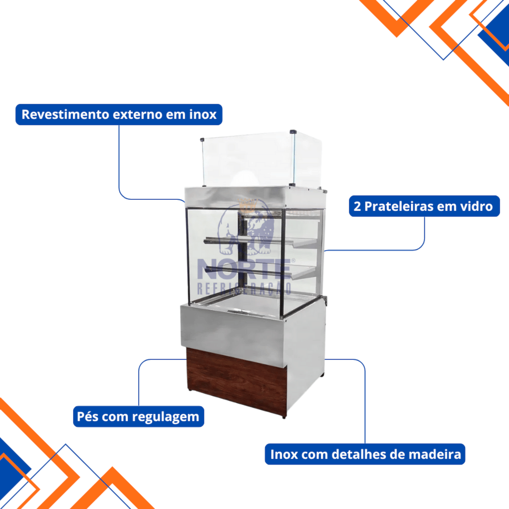 Vitrine Natural com Caixa 70CM Iglu em Inox 220V - Imagem 3
