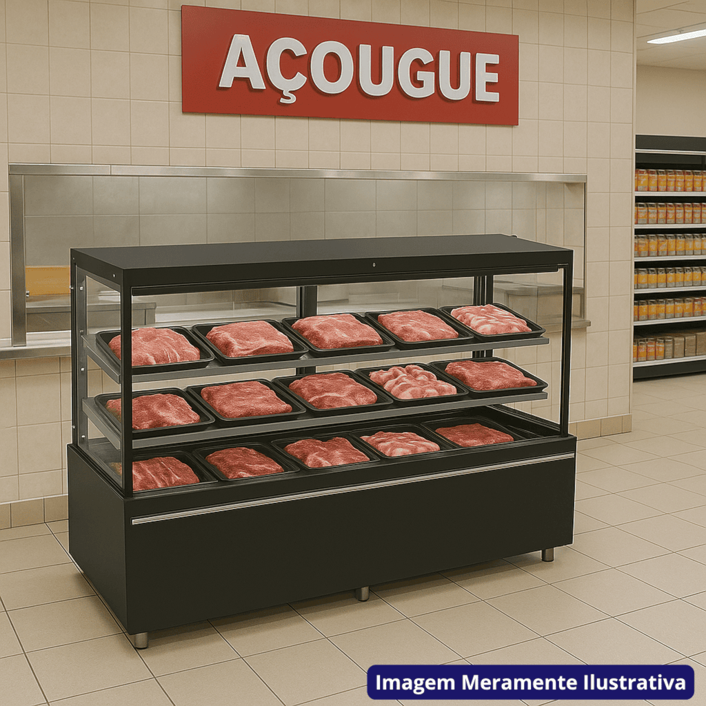 Expositor de Carne 200CM EAVTP-2000-R05 com Prateleira Refrimate Top Ar Forçado 127V Preto - Imagem 2