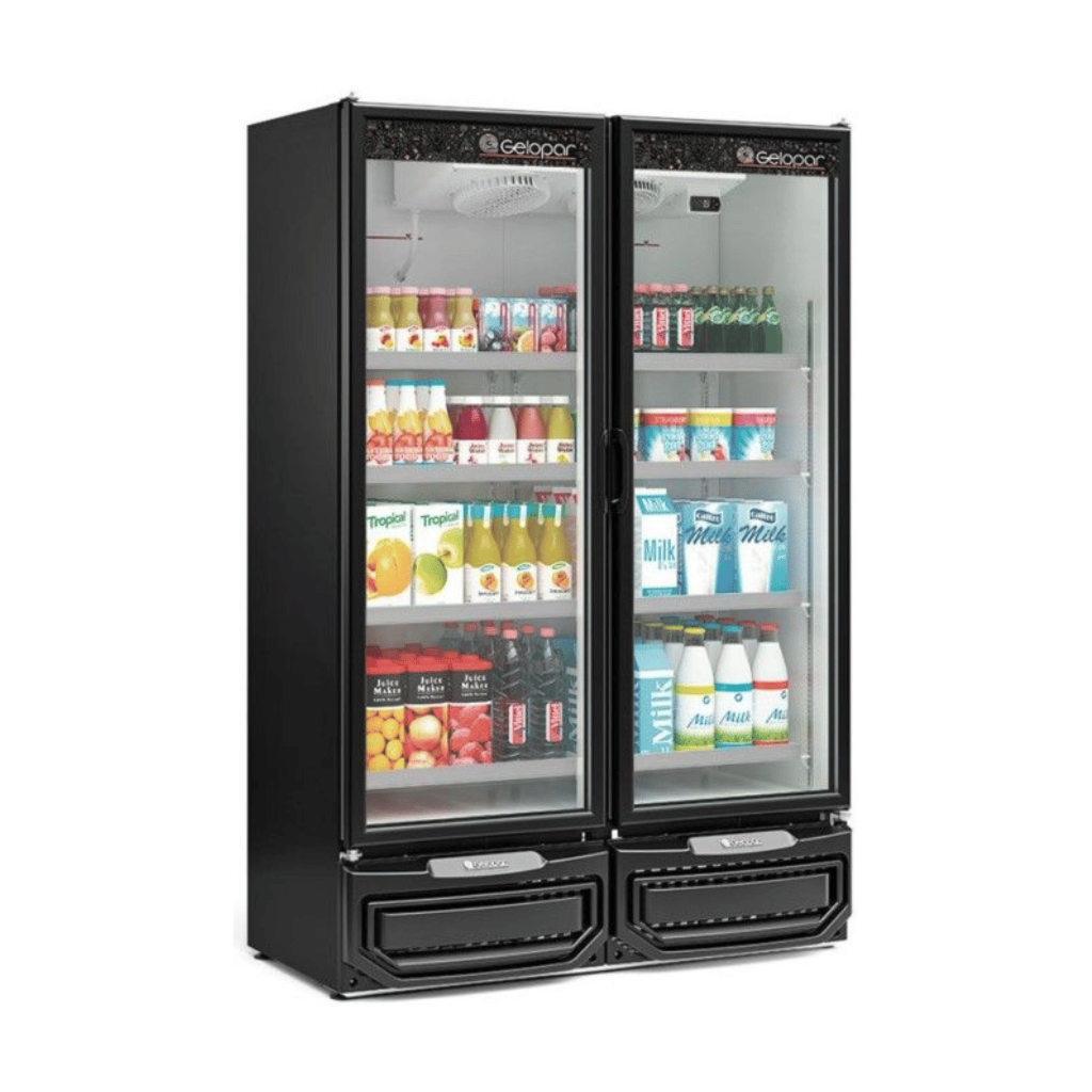 Expositor Vertical Refrigerado Auto Serviço 2 Portas 950L GCVR-950-PR Ar Forçado Gelopar 220V Preto - Imagem 3