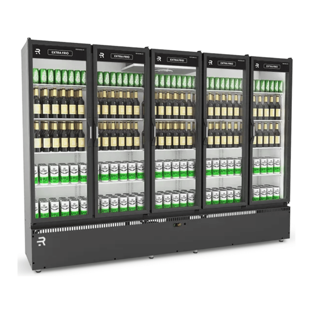 Expositor Vertical Refrigerado Auto Serviço 5 Portas 1630L ASVEF5PB Ar Forçado Refrimate 220V Preto