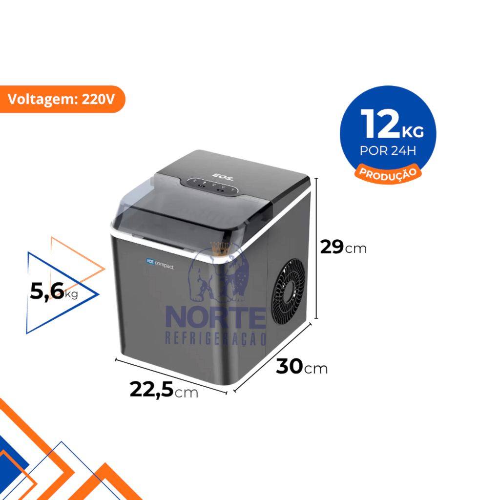 Máquina de Gelo Portatil 12KG/24H ICE COMPACT EOS EMG04G 220V Grafite - Imagem 2
