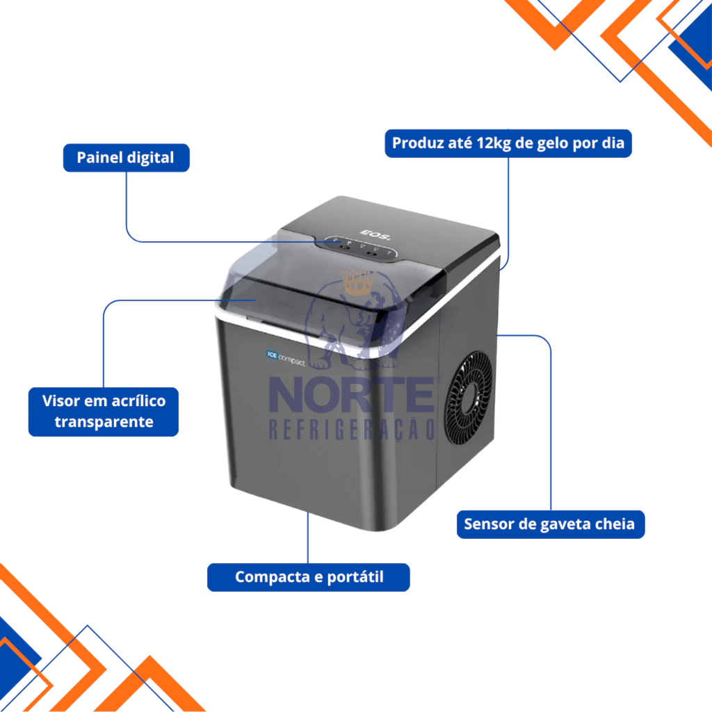 Máquina de Gelo Portatil 12KG/24H ICE COMPACT EOS EMG04G 220V Grafite - Imagem 3