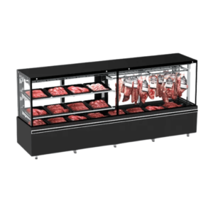 Expositor de Carne 300CM EAVTM-3000-R05 com Gancheira e Prateleira Refrimate Top Ar Forçado 220V Preto