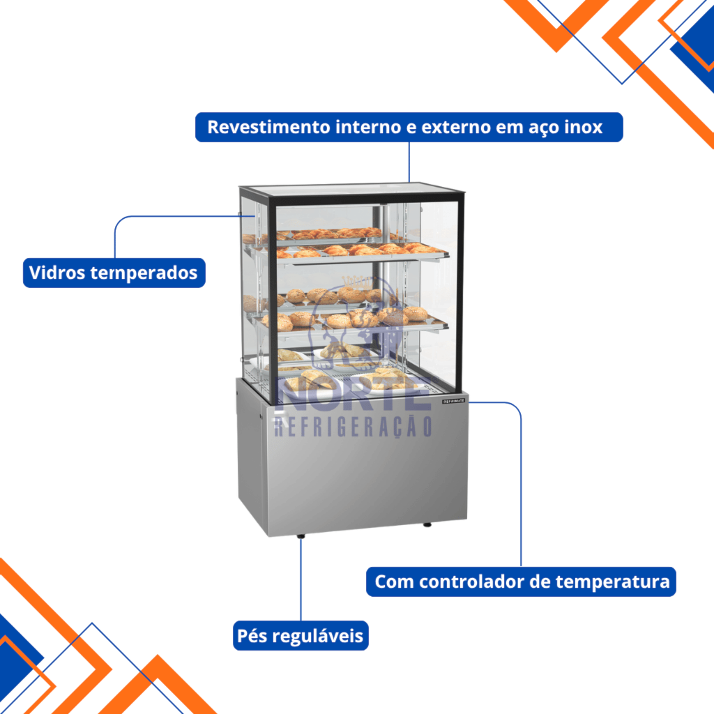 Vitrine Estufa Tampo em Vidro 75CM Refrimate Inox 220V CVTQ 750 - Imagem 3