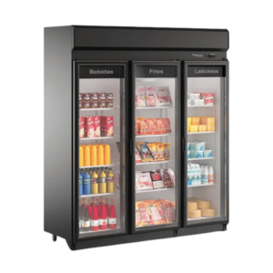 Expositor Vertical Refrigerado Auto Serviço 3 Portas 1220L ACFM-1220 Defrost Fricon 220V Preto