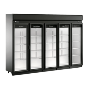 Expositor Vertical Refrigerado Auto Serviço 5 Portas 2100L ACFM-2100-V Defrost Fricon 220V Preto