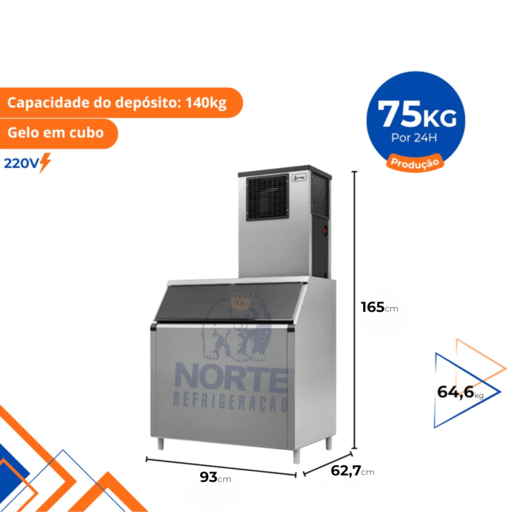 Máquina de Gelo Modular em Cubo 75KG/24H Everest 220V EGC-75M com Depósito EDG-140 - Imagem 2