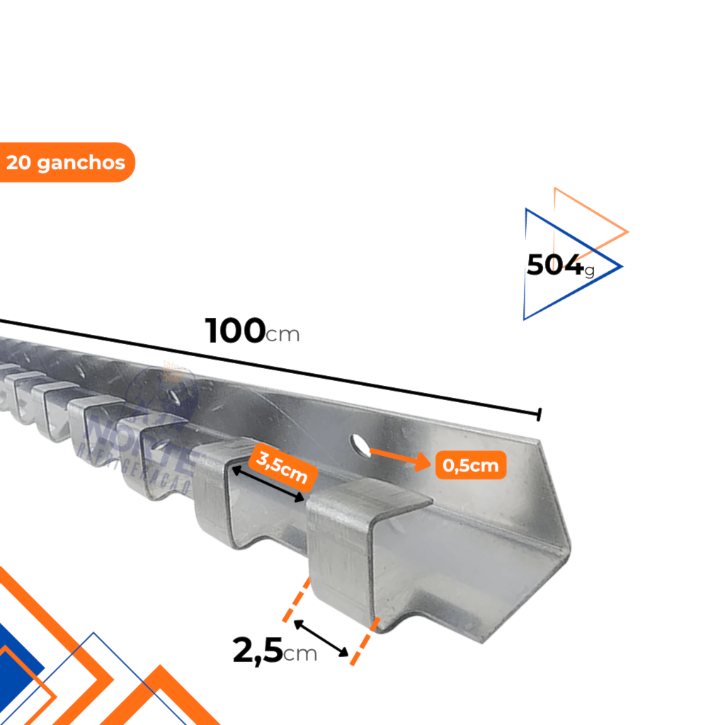 Trilho para Cortina de Câmara Fria 100cm Inox Ref. 2029999000001.0 - Imagem 2
