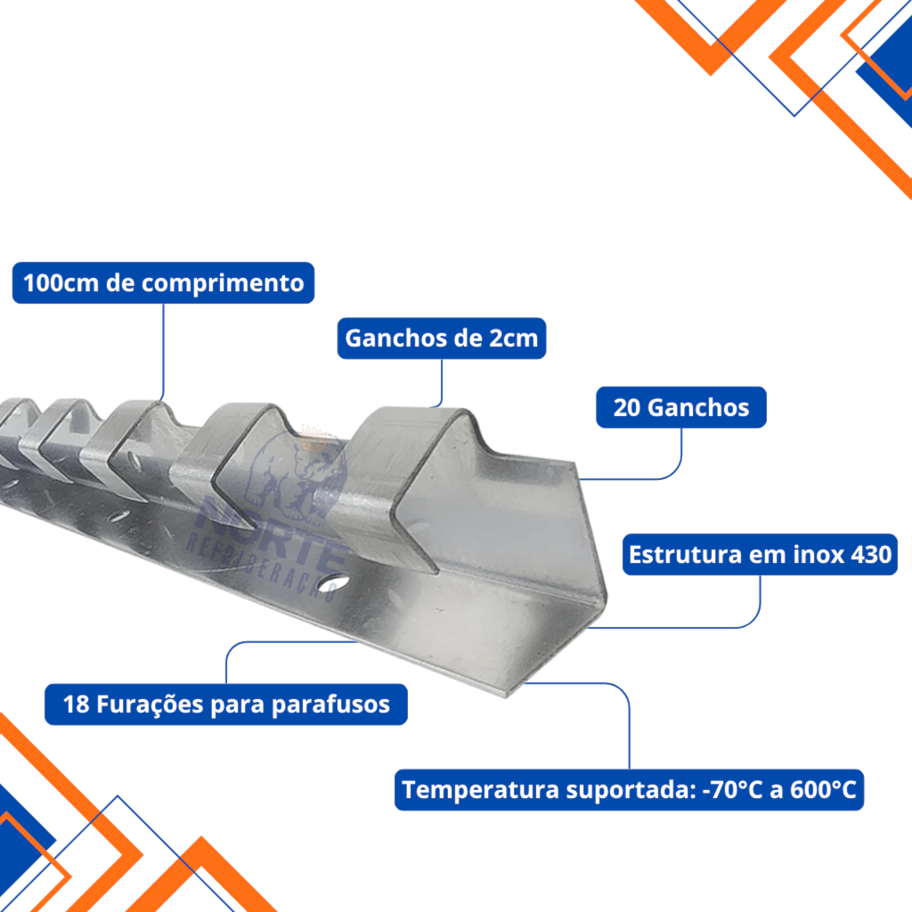 Trilho para Cortina de Câmara Fria 100cm Inox Ref. 2029999000001.0 - Imagem 3